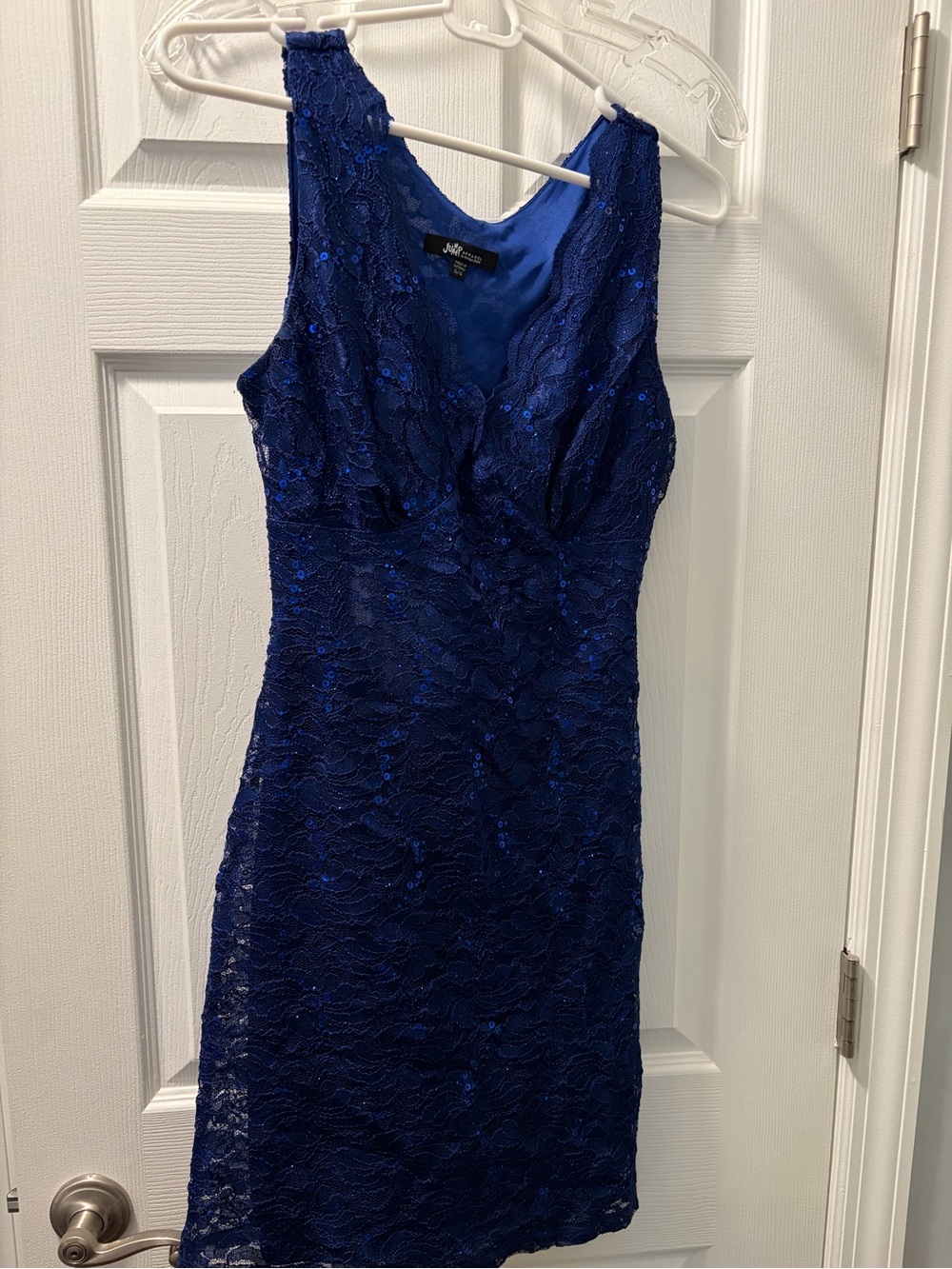 Jump Royal Blue Lace Sequin Sheath Dress